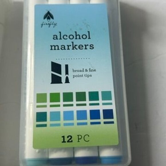 Firefly Alcohol Markers 12 Pc Set Broad & Fine Point Tips Assorted Colors - NEW - Picture 5 of 7
